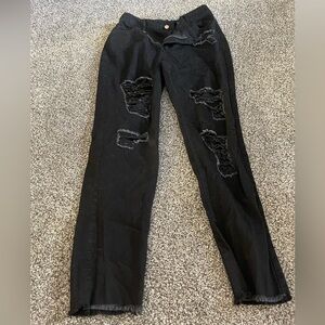 Black Ripped Distressed Jeans L